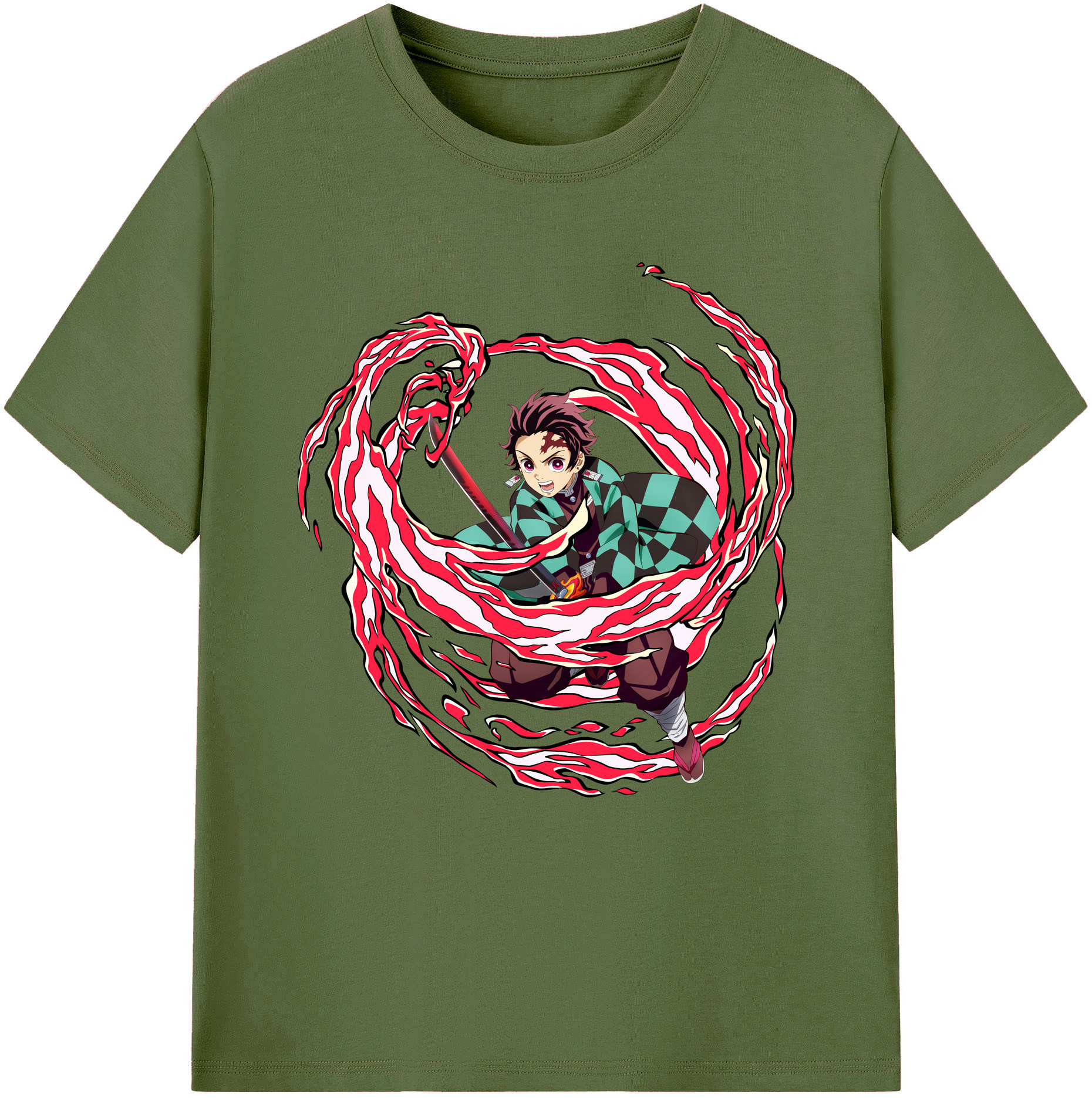 （画像用） 鬼滅の刃 竈門 炭治郎／かまど たんじろう Kamado Tanjirou 綿100％半袖Tシャツ（フロントプリント）
